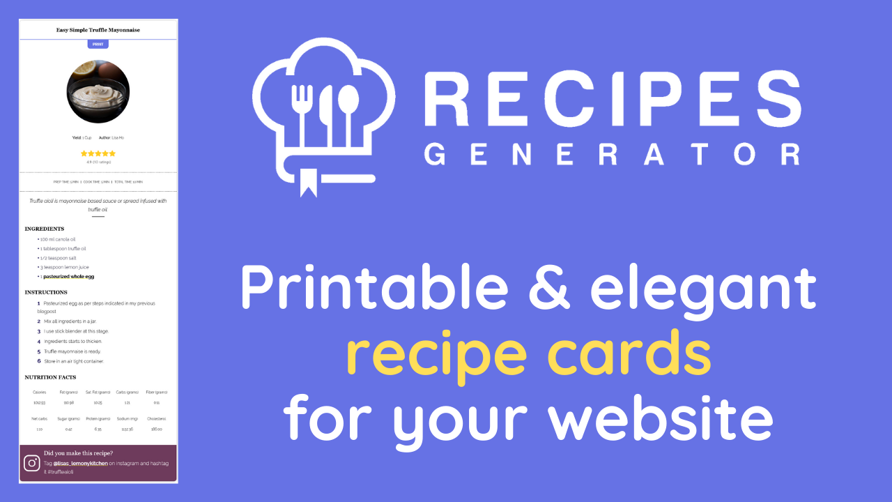 Recipe Card Plugin for SquareSpace, Wix, Blogger, Kajabi, Weebly-image